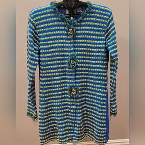 Colorful Peacock Themed Long Cardigan